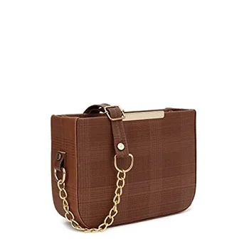 Brown Sling Bag with Golden Color Chain